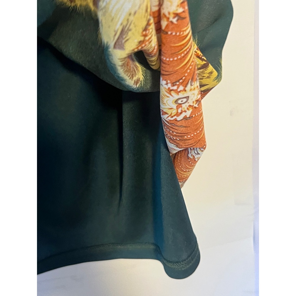 Grace Karin Dark Green Peacock Feather Border Print V-Neck Shift Dress 2XL NWT - Picture 7 of 10